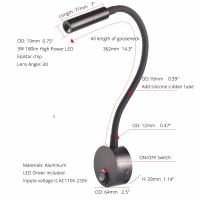Aplique de pared Lmap, lámpara de dormitorio de 3W, interruptor de encendido/apagado, blanco, plateado, negro, Flexible, cuello de cisne, luces de lectura de cabecera para el hogar - details 10