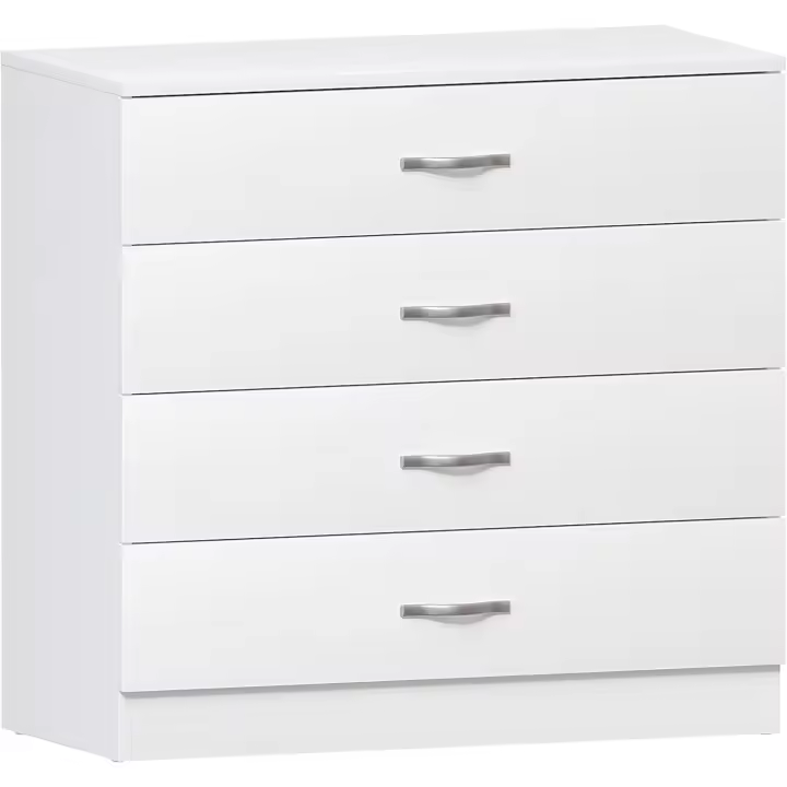 Blanca, 4 cajones, manijas metálicas, correderas y Soporte Anti-deformación para Muebles - 1