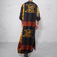Ropa Árabe Para Hombres Kaftán Islámico De Algodón Con Rayas Traje Dubai Abaya Retro De Verano Y Otoño Estilo Casual - details 21