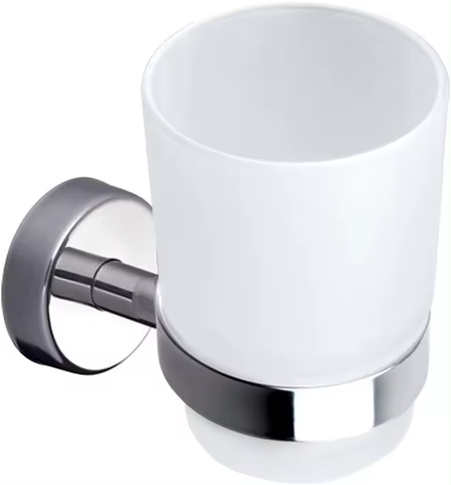 Soporte de Cepillo de Dientes Montado en la Pared Vaso de Vidrio Esmerilado Acero Inoxidable 18/10 - 1