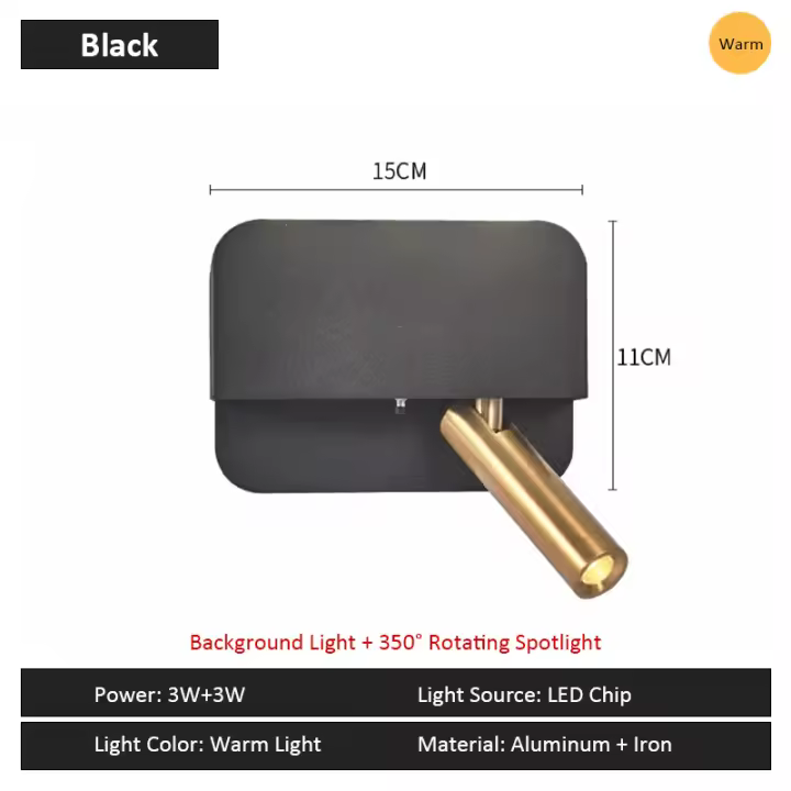 LEFAN-Lámpara LED giratoria de pared para dormitorio, foco moderno y Simple de 6W, luz de lectura para Hotel y cabecera - 1