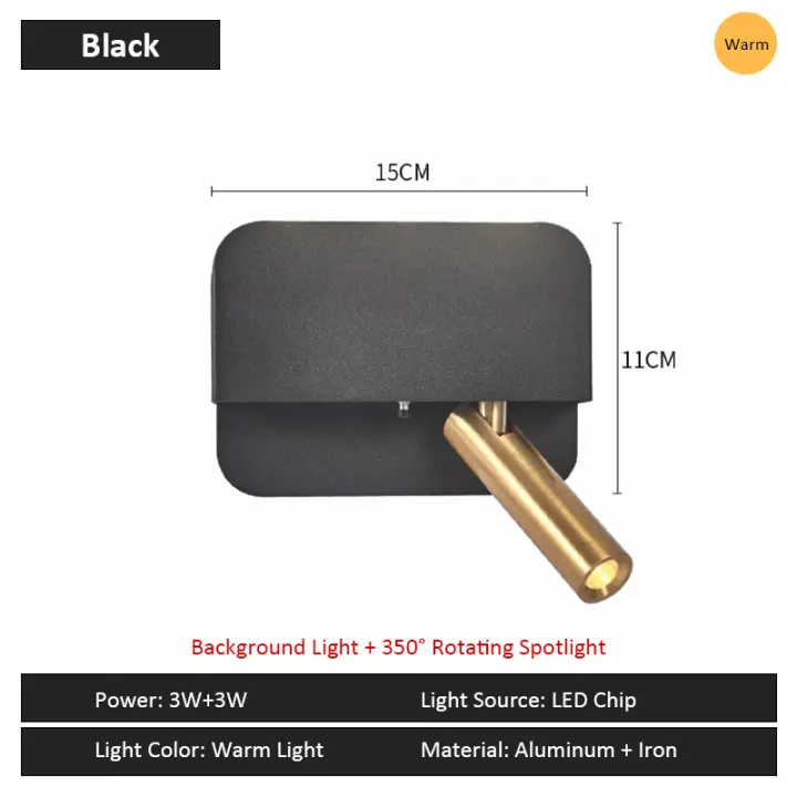 LEFAN-Lámpara LED giratoria de pared para dormitorio, foco moderno y Simple de 6W, luz de lectura para Hotel y cabecera - 1