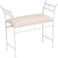 Banqueta Dormitorio Classic de Metal Blanco y Tela de Lino de 74 cm - details 0