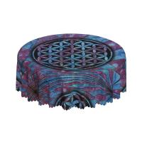 Mantel circular mandala, flor de loto de la vida, impermeable, resistente al aceite, 60 pulgadas, forma geométrica sagrada - details 46