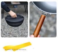 Olla de Picnic portátil de madera maciza de aleación de aluminio para exteriores, sartén para el hogar con mango desmontable - details 4