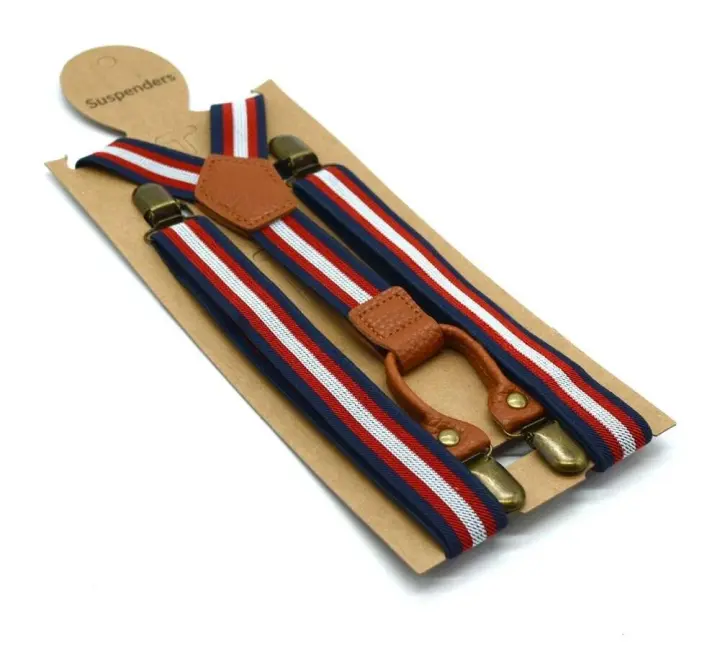 4 clips de bronce para adultos de 2,5 centímetros, tirantes a rayas para hombre, accesorio retro de alta elasticidad para fiestas y bodas, para mujer - 1
