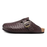 Nuevas zapatillas de corcho gruesas de alta calidad para mujer 36-45, sandalias de cuero tejidas con diseño de moda con hebilla de gran tamaño para hombres, baratas de fábrica - details 2