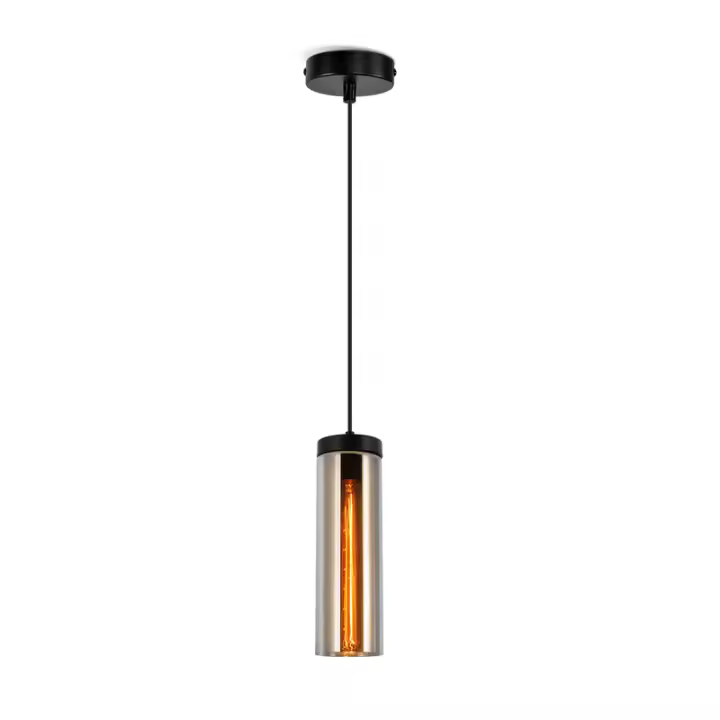 CBJKTX Lámpara colgante de mesa de comedor de vidrio negro mate retro 1 llama E27 - 1