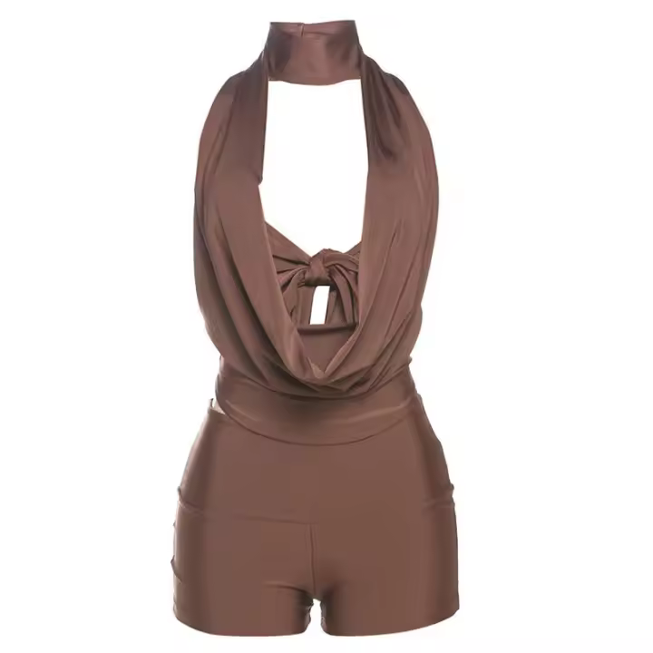 BUNO-Conjunto de pantalones cortos elegantes para mujer, chaleco sin mangas, Tops + pantalones cortos ajustados de cintura alta, conjuntos de 2 piezas a juego, verano 2025 - 1
