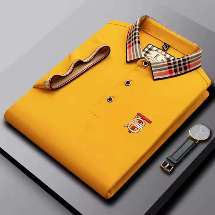 Nueva moda de verano para hombre, polo corto, camiseta con cuello bordado, tops de media manga, ropa - 1