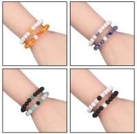 Conjunto de pareja, pulsera de yoga de ojo de tigre de piedra de lava blanca y negra natural para hombres y mujeres, joyería de cuerda elástica - details 11