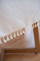 Mantel circular rectangular blanco de lino nórdico y algodón, funda suave, borla Ence, manta de picnic al aire libre para banquetes - details 3