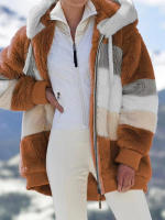 Chaqueta de invierno para mujer, sudadera con capucha de talla grande, cálida, de felpa, con relleno de bolsillo con cremallera, chaqueta holgada - details 4