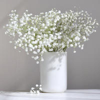 90 cabezas 52cm flores artificiales blancas boda DIY ramo decoración arreglo plástico bebés aliento flor falsa decoración del hogar - details 3