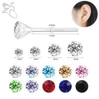 ZS-pendientes redondos de colores para hombre y mujer, aretes de resina antialérgicos, CZ, lote de 3/4/5/6MM, 10-20 pares - details 2