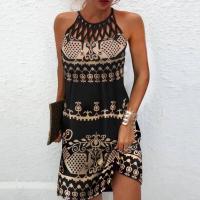BUNO-Vestidos Retro con cuello en V y estampado Floral en 3D para mujer, vestido Vintage de manga corta acampanado elegante para fiesta, vestido bohemio holgado informal para mujer - details 4