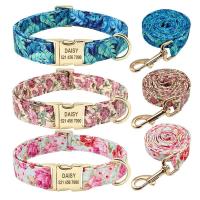Conjunto Collar perro personalizado, collares nailon perro, correa caminar con estampado Floral mascotas, etiqueta de - details 3