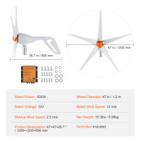 SucceBuy Kit de turbina aerogeneradora, con controlador MPPT, dirección del viento ajustable, para el hogar, granja, vehículos recreativos, barcos - details 6