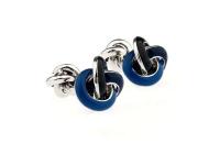 Gemelos con nudo de doble cara con diseño de bola para hombre, material de cobre de alta calidad, azul, venta al por mayor y al por menor - details 0