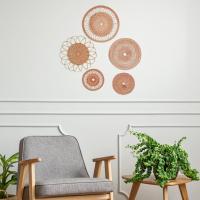 Cesta colgante de mimbre para decoración de pared, Cestas tejidas de 5 piezas, estilo bohemio - details 0