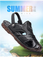 Verano nuevas sandalias de cuero de los hombres de doble propósito hechas a mano bolsa cabeza sandalias de los hombres antideslizantes zapatos de playa de suela suave sandalias marea - details 3