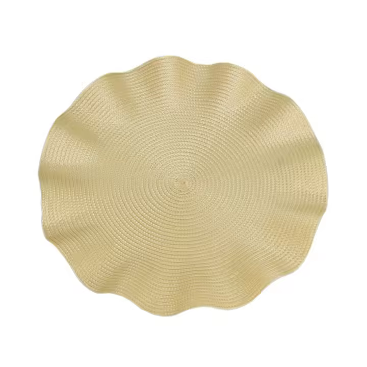 Mantel Individual trenzado con borde corrugado, accesorio de cocina, resistente al calor, mantel redondo, posavasos lavable de PP para fiesta, 4 Uds. - 1