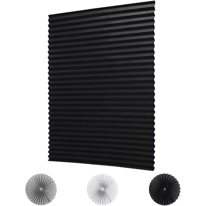 Persianas temporales inalámstricas totalmente opacas, cortinas de Tela plisadas, fáciles de Cortar e instalar con 4 clips - 1