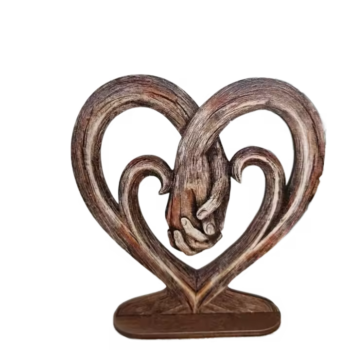 Adorno de madera con forma de corazón para siempre, escultura romántica para el Día de San Valentín, adorno de escritorio moderno 2D para el Día de San Valentín - 1