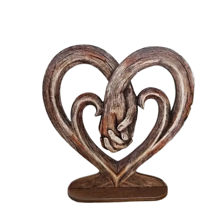 Adorno de madera con forma de corazón para siempre, escultura romántica para el Día de San Valentín, adorno de escritorio moderno 2D para el Día de San Valentín - 1