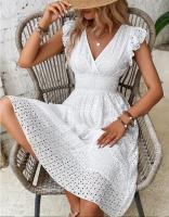 Vestido elegante de verano multicolor con mangas de hoja de loto - details 1