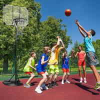 Baloncesto portátil de altura ajustable de 7 pies a 9 pies con tablero transparente de 32 pulgadas y ruedas para jóvenes adultos en interiores y exteriores, 230 cm-280 cm - details 6