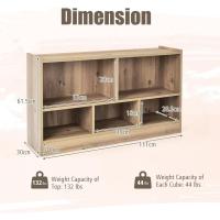 Estantería Infantil con 5 Compartimentos Abiertos, Librería para Juguetes y Libros de Niños, Armario Bajo con Patas Antideslizantes, Estante para Exhibición (111 x 30 x 61,5 cm, Natural) - details 2