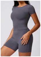 Material de nylon de los pantalones cortos flacos de la parte posterior sólida de la yoga Tre de la comodidad rápida - details 10