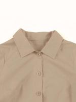2025 nuevo Retro Turn Down Collar abotonada plisado sólido vestido de camisa de algodón de manga corta mujeres lisos Vintage vestidos hasta la rodilla - details 29