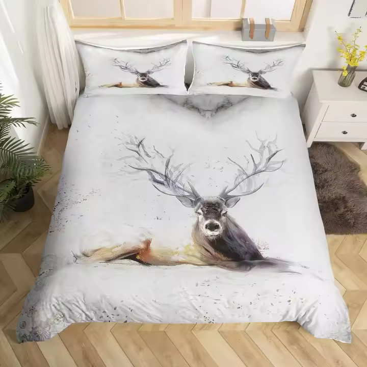 Funda de Edredón de Ciervo Alce Cubierta de Cama de Fauna Salvaje para Rey y Reina - 1