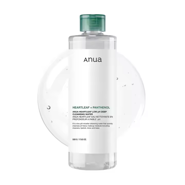 ANUA Heart Leaf Desmaquillante sensible de limpieza profunda de alto pH con pantenol, escualano y cuidado de la piel coreano (500 g) - 1