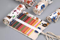 Estuche de tela de colores para lápices, bolsa de almacenamiento para cosméticos, rollo de lápices, suministros escolares, 12/24/36/48/72 agujeros - details 3