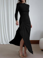 Vestido largo de manga corta estilo chica caliente ropa de mujer Otoño Invierno - details 9