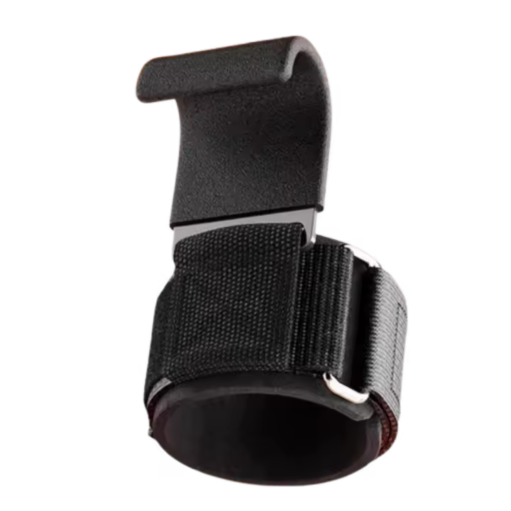 1 unid/par gancho de agarre para levantamiento de pesas, antideslizante, potencia auxiliar ajustable, protector de muñeca, auxiliar negro - 1