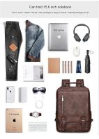 Mochila de cuero para hombre, bolso de negocios para ordenador portátil de 15,6 pulgadas, de gran capacidad, para viaje y colegio - details 5