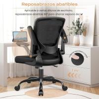 9060 Silla de oficina ergonómica con reposabrazos plegables, silla de ordenador giratoria de malla de 360 ° , gris claro - details 19