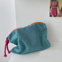 Nueva bolsa de maquillaje a cuadros para mujer, bolsa de algodón de gran capacidad con cremallera, bolso de mano de viaje, bolsa de maquillaje, neceser con cremallera cosmética femenina - details 5