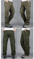 Pantalones Cargo cálidos de lana para hombre, ropa térmica informal de trabajo, pantalones de invierno, verde, negro, caqui, 6 bolsillos - details 2