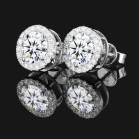 Pendientes de Moissanita en Plata Esterlina Clásica para Mujeres con Pequeño Disco Redondo y Cúbico Zirconia Joyería Fina de Moda - details 6
