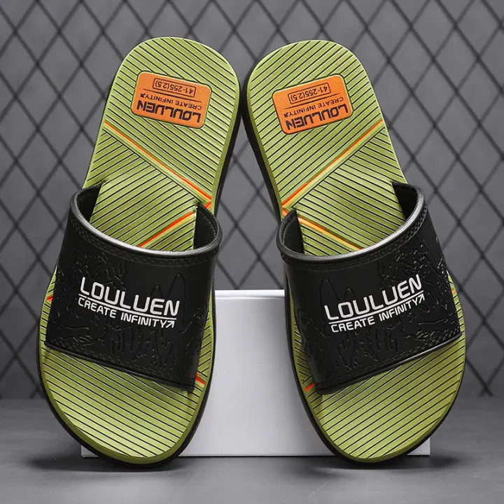 Nuevas zapatillas de verano de los hombres desgaste tendencia antideslizante zapatillas frescas casa de los hombres baño flip - 1