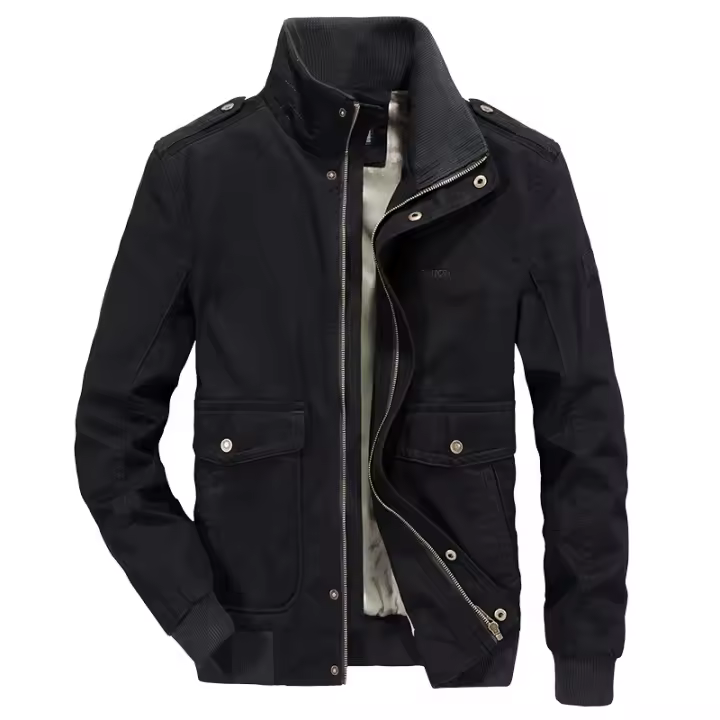 Chaqueta de Invierno de Vellón Cuesta Gruesa, Colores Sólidos, Múltiples Bolsillos, Moda Ligera para Hombres - 1