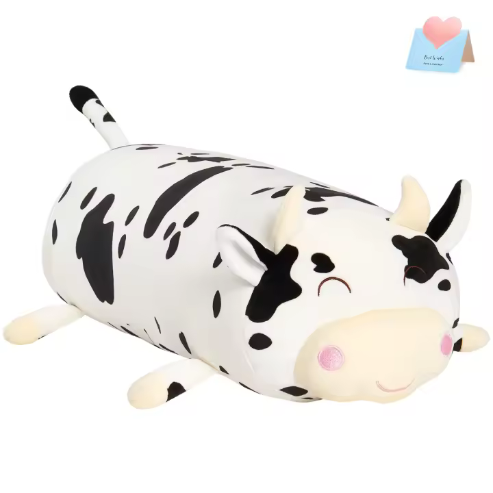 Almohadas suaves de 48cm, muñecos largos de vaca, juguetes de peluche, bonitas almohadas de algodón PP blanco, animales de peluche, sofá, cojín para el hogar para niñas y niños - 1