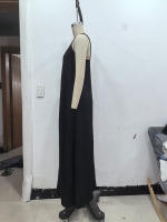 TRAFZA-vestidos Midi elegantes de verano para mujer, estilo pijama, lisos, sin mangas, con espalda descubierta y cuello en V, vestido plisado con tirantes drapeados - details 3
