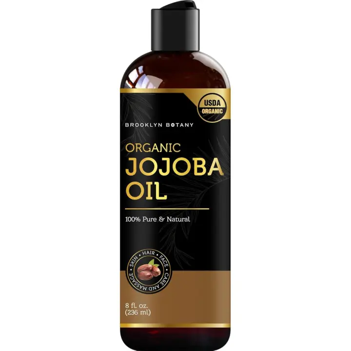 Brooklyn Botany Piel de jojoba orgánica prensada en frío de la USDA, cara 100% pura y natural para el cabello corporal para aceites esenciales, aromaterapia - 1