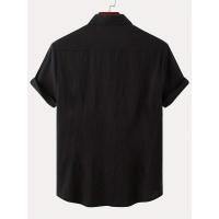Camisa con botones de manga corta de lino y algodón de estilo chino para hombre, 2023 - details 12